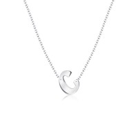 Silver Initial Letter Necklace C SPE-5543